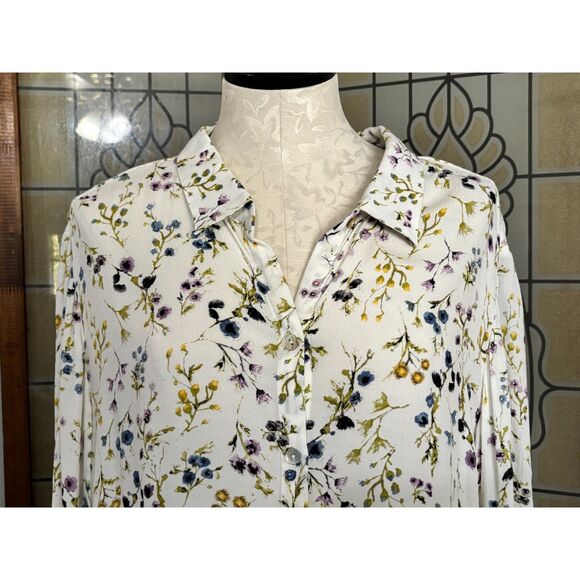 J. Jill Plus Size Flow Hem Floral Button Tunic Shirt Blouse Top Size 2X - Picture 6 of 16